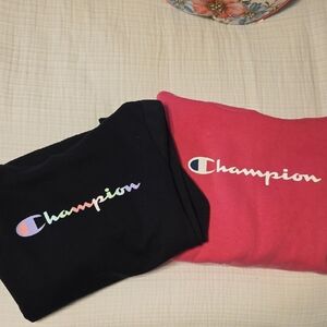 Champion Black and Pink Logo Sweatshirts